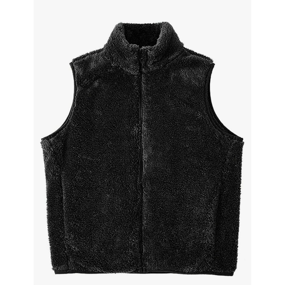 Women's Casual Identity Fleece Vest Collar Simple Solid Color Size Small‎